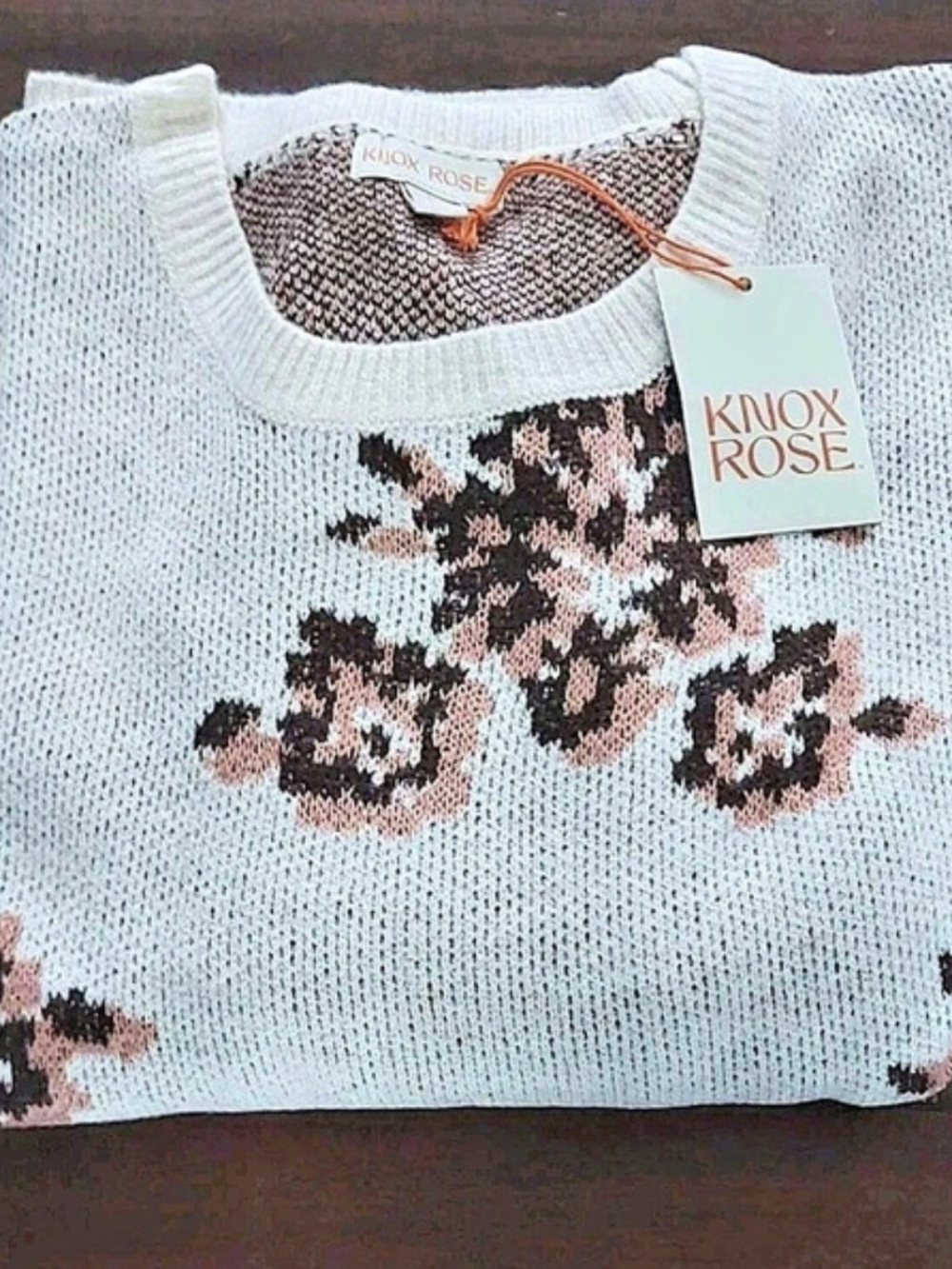 Knox Rose Women's Crewneck Pullover Sweater - Oatmeal Multi Crewneck Floral